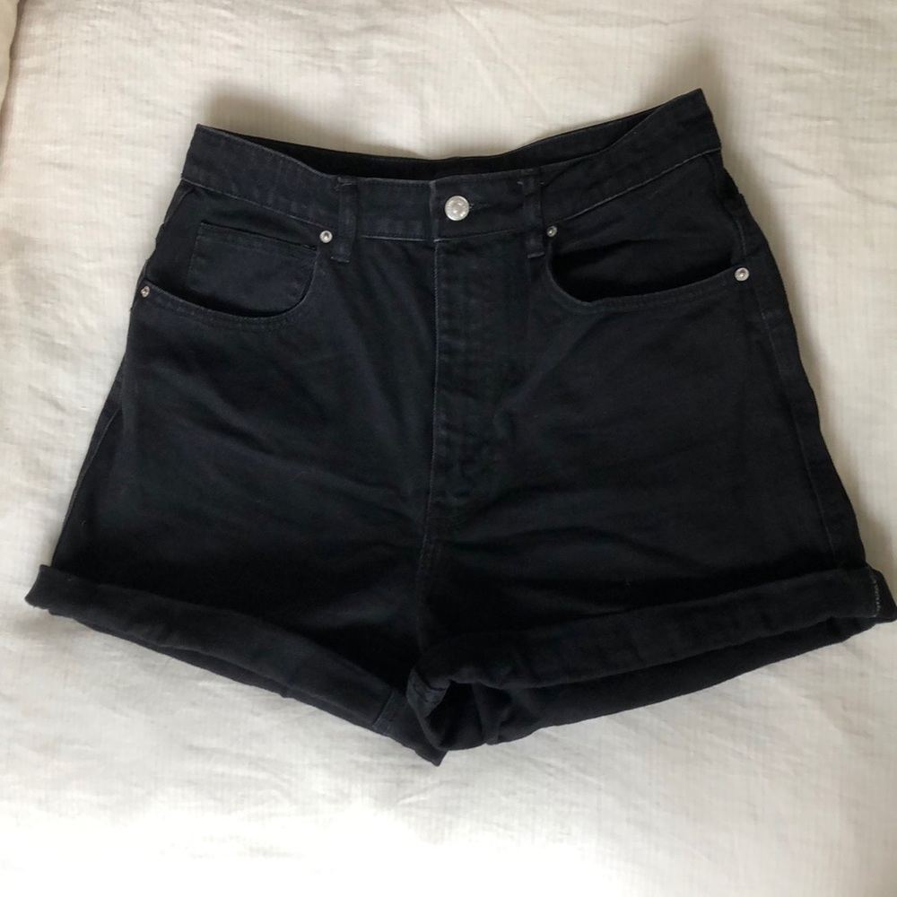 Zara Join Life Black High-waisted Denim Mom Shorts